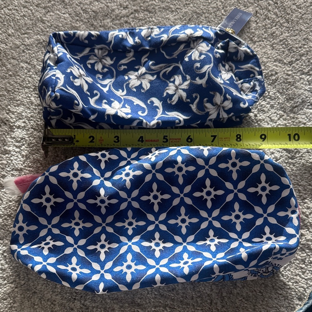 Blue Patterned Cosmetic Bags